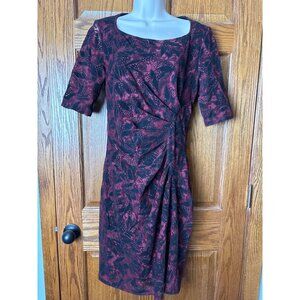 Maeve ANTHROPOLOGIE Women’s Elorn Burgundy Black Lace Ruched Dress Size 6 Goth